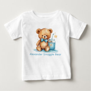 Custom Name Blue Teddy Bear Baby Shirt