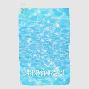 Custom name blue water ripples water textures cool golf towel