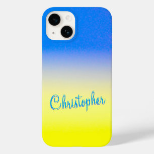 Custom name blue yellow Ukraine Inspired script Case-Mate iPhone 14 Case