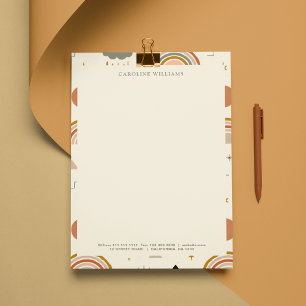 Custom Name Bohemian Boho Abstract Rainbow Letterhead