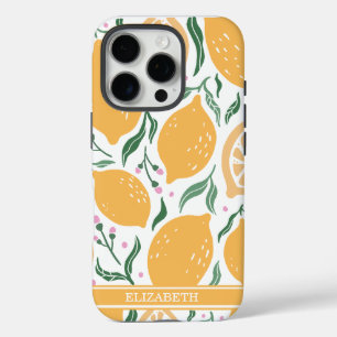 Custom Name Boho Hand Drawn Lemon iPhone 16 Pro Case