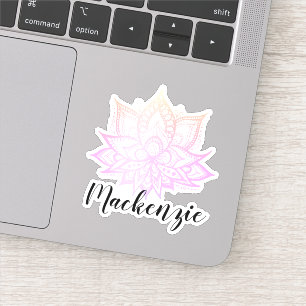 Custom Name Boho Pastel Pink Gradient Lotus Flower