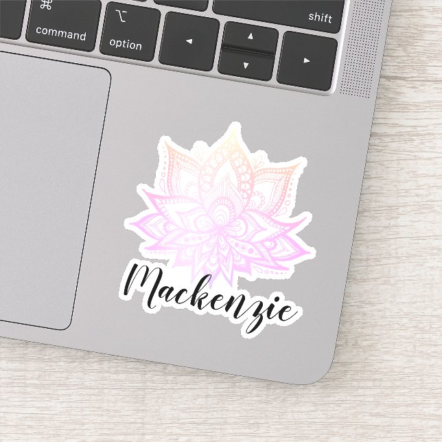 Custom Name Boho Pastel Pink Gradient Lotus Flower (Detail)