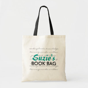 Custom Name Book Bag - Bright Teal