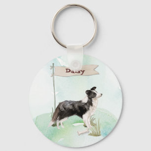 Custom Name Border Collie Pet Dog Key Ring