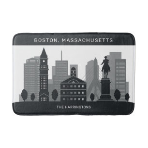 Custom Name Boston Massachusetts Bath Mat