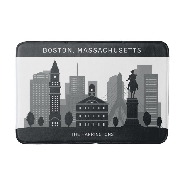 Custom Name Boston Massachusetts Bath Mat (Front)