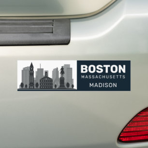 Custom Name Boston Massachusetts Bumper Sticker
