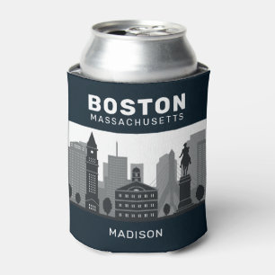 Custom Name Boston Massachusetts Can Cooler