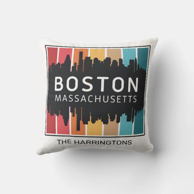 Custom Name Boston Massachusetts Cushion (Back)