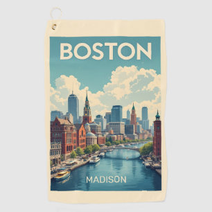 Custom Name Boston Massachusetts Golf Towel