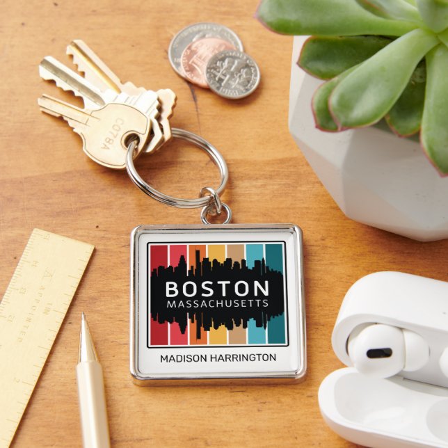 Custom Name Boston Massachusetts Key Ring (Desk)