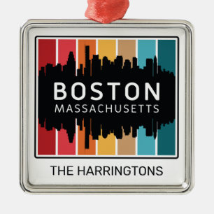 Custom Name Boston Massachusetts Metal Tree Decoration
