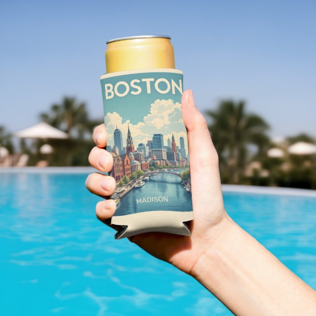 Custom Name Boston Massachusetts Seltzer Can Cooler (In Situ Pool)