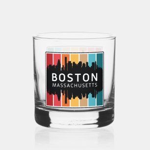 Custom Name Boston Massachusetts Whiskey Glass