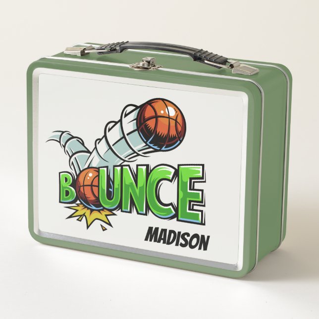 Custom name BOUNCE Basketball Metal Lunch Box (Front)
