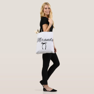 Custom Name Bow Tote Bag