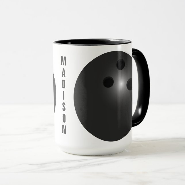 Custom name Bowling Ball mugs (Front Right)