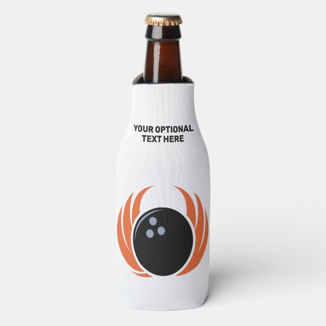 Custom Name Bowling Ball with Flame Bottle Cooler (Bottle Front)