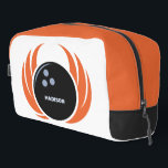 Custom Name Bowling Ball with Flame Dopp Kit<br><div class="desc">Change the text field to what you want. Using the editing tool,  you can further change the font and its size and colour if you wish. See my store for more bowling items.</div>