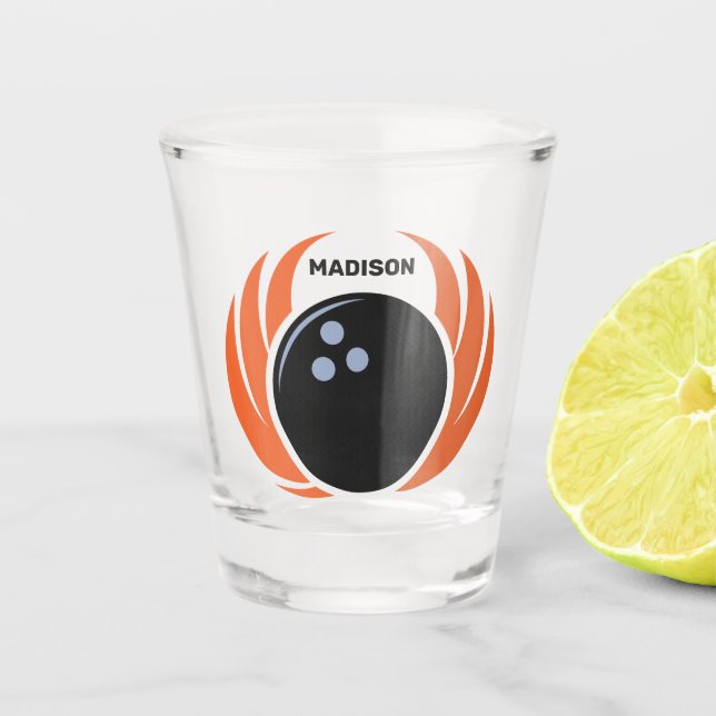 Custom Name Bowling Ball with Flame Shot Glass (Front)