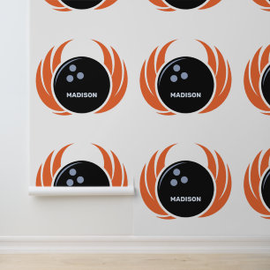 Custom Name Bowling Ball with Flame Wallpaper