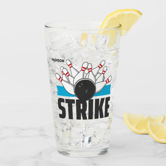 Custom Name Bowling Strike Glass (Back Ice)