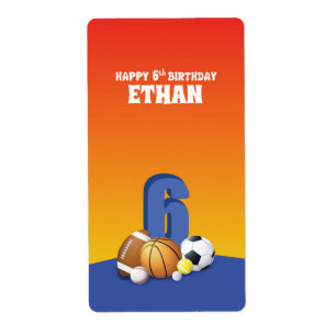Custom Name Boy 6th Birthday Sports Balls
