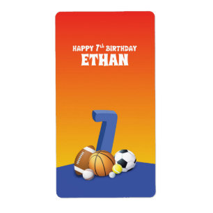 Custom Name Boy 7th Birthday Sports Balls
