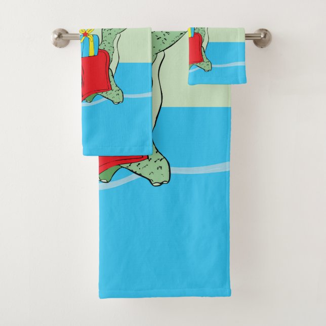 Custom Name, Boy, Birthday Dinosaur Bath Towel Set (Insitu)