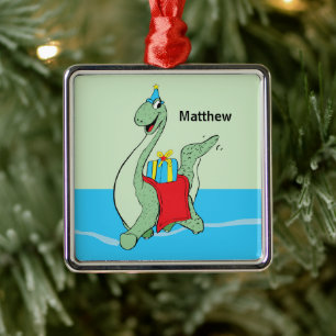 Custom Name, Boy, Birthday Dinosaur Metal Tree Decoration