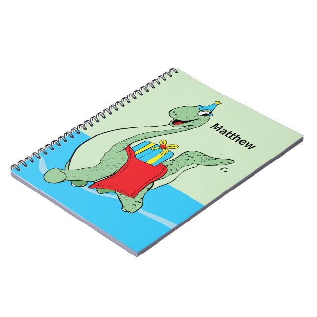 Custom Name, Boy, Birthday Dinosaur Notebook (Left Side)
