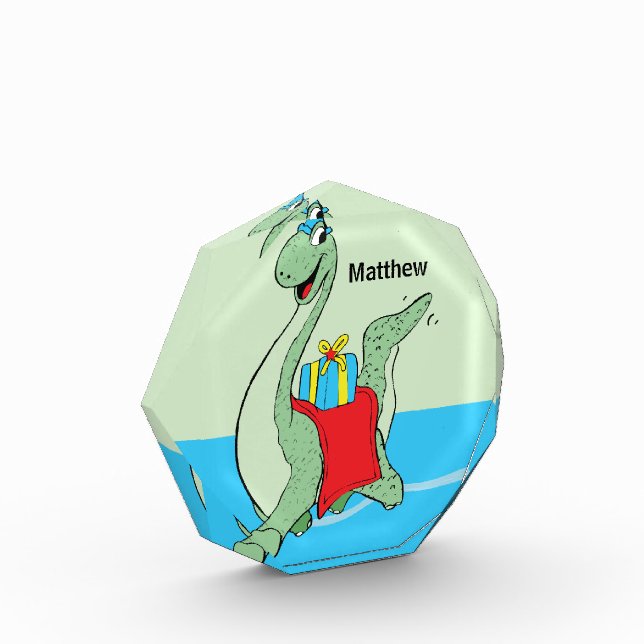 Custom Name, Boy, Birthday Dinosaur Photo Block (Left)