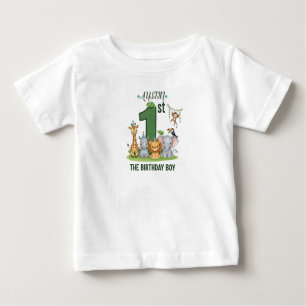 Custom Name Boy's Jungle 1st Birthday T-Shirt