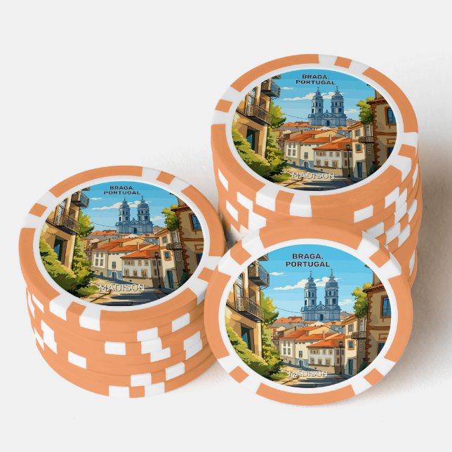 Custom Name Braga Portugal Poker Chips (Stack)