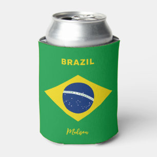 Custom Name Brazil Flag Can Cooler