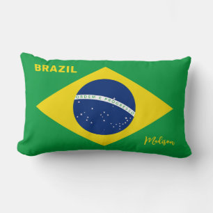 Custom Name Brazil Flag Lumbar Cushion