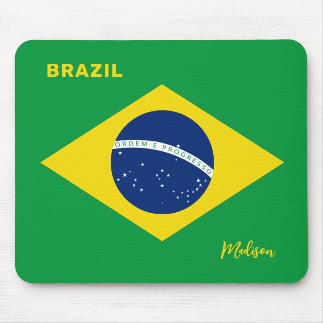 Custom Name Brazil Flag Mouse Pad (Front)
