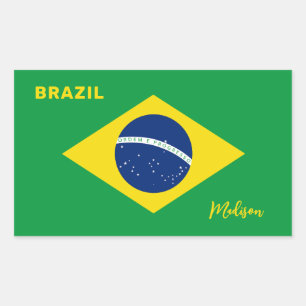 Custom Name Brazil Flag Rectangular Sticker