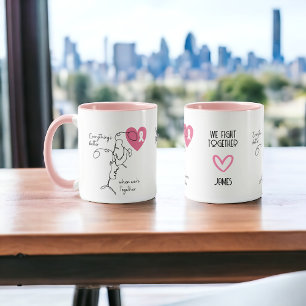 Custom Name Breast Cancer Fighting Couple Mug