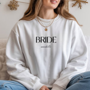 Custom Name 'Bride' Minimalist Wedding Typography Sweatshirt