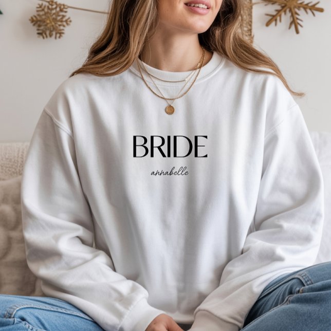 Custom Name 'Bride' Minimalist Wedding Typography Sweatshirt (Creator Uploaded)