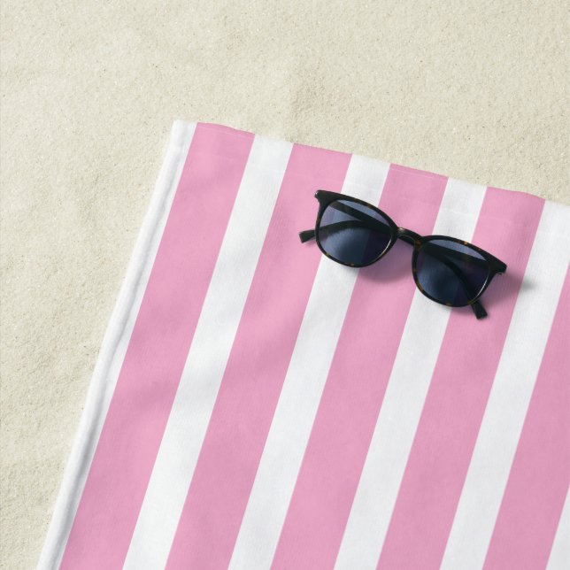 Custom Name Bride Pink Stripe | Bachelorette Gift  Beach Towel (In Situ)