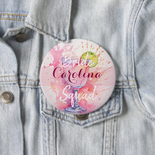 Custom Name Bride Squad/Bachelorette Party Pink  10 Cm Round Badge