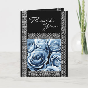 CUSTOM NAME - Bridesmaid Thank You ICE BLUE Roses Card
