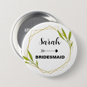 Custom Name Bridesmaid Watercolor Wedding Frame 7.5 Cm Round Badge