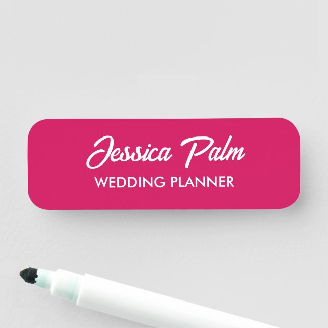 Custom name bright pink name tag (In Situ)