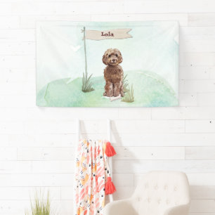 Custom Name Brown Cockapoo Pet Dog Banner