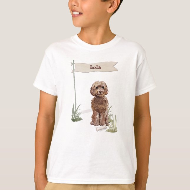 Custom Name Brown Cockapoo Pet Dog T-Shirt (Front)