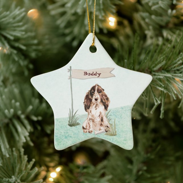 Custom Name Brown Cocker Spaniel Pet Dog Ceramic Tree Decoration (Tree)